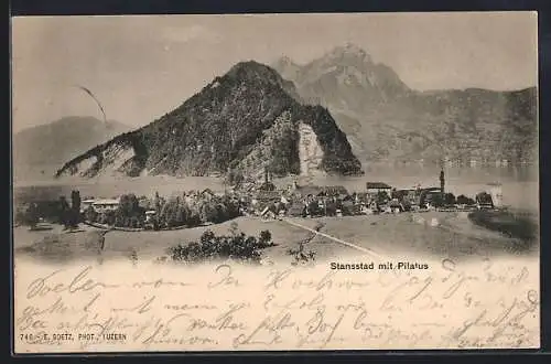 AK Stansstad, Ortsansicht mit Pilatus