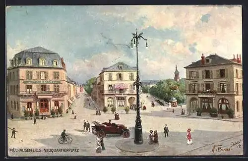 Künstler-AK Mülhausen, Neuquartierplatz