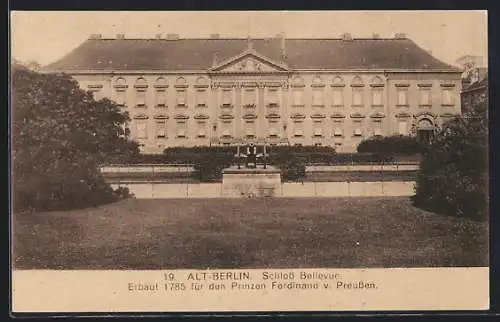 AK Berlin-Tiergarten, Schloss Bellevue, erbaut 1785 für den Prinzen Ferdinand von Preussen