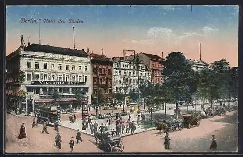 AK Berlin, Unter den Linden, Victoria Hotel