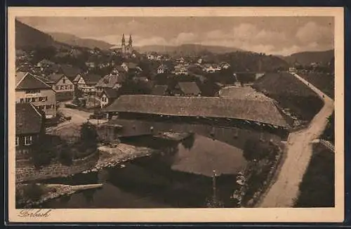 AK Forbach, Ortstotale von der Brücke aus