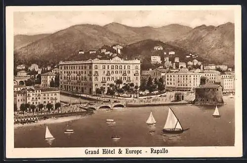 AK Rapallo, Blick zum Grand Hôtel & Europe