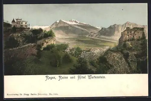 AK Ragaz, Ruine und Hotel Wartenstein
