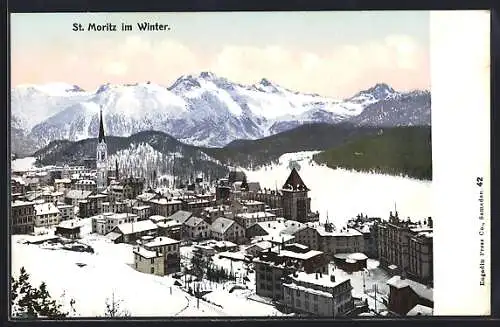 AK St. Moritz, Teilansicht im Winter