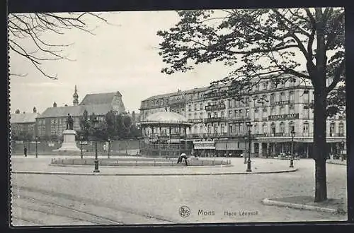 AK Mons, Place Léopold, Hotel St. Jean