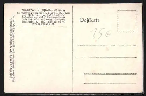 Künstler-AK Hans Rudolf Schulze: Warschau, bombardiert von Luftschiff Schütte-Lanz
