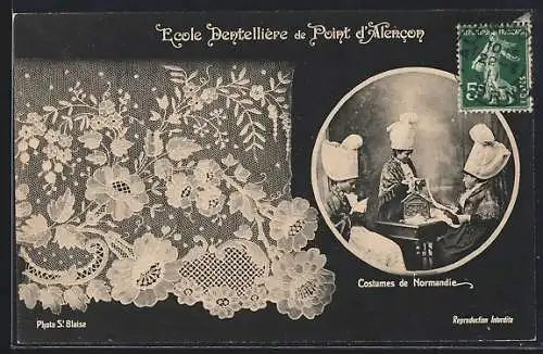 AK Alencon, Ecole Dentellière de Point d`Alencon, Costumes de Normandie
