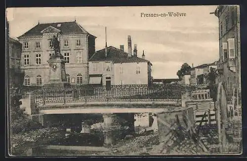 AK Presnes-en-Voëvre, Ortsansicht mit Kriegsschauplatz