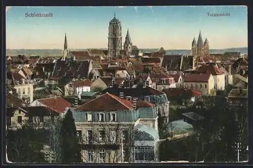 AK Schlettstadt, Totalansicht der Ortschaft