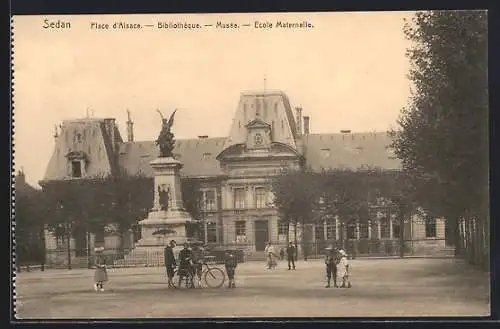 AK Sedan, Elsassplatz mit Bibliothek und Museum