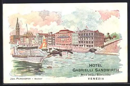 Künstler-AK Venezia, Hotel Gabrielli u. Sandwirth Joh. Perkhofer
