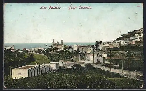 AK Las Palmas /Gran Canaria, Ortspartie mit Seeblick