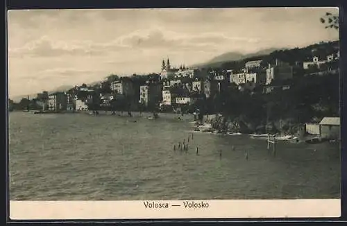 AK Volosca, Ortspanorama vom Wasser aus