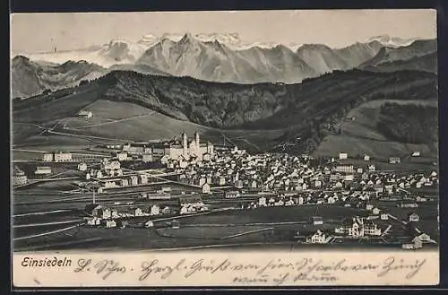 AK Einsiedeln, Gesamtansicht mit Bergpanorama