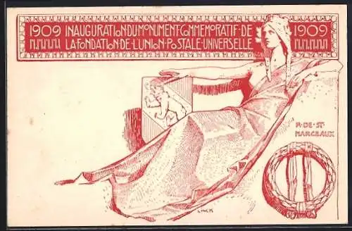 AK Inauguration du Monument com Memoratif de la Fondation l`union Postale Universelle 1909 Schweiz