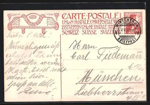 AK Inauguration du Monument com Memoratif de la Fondation l`union Postale Universelle 1909 Schweiz