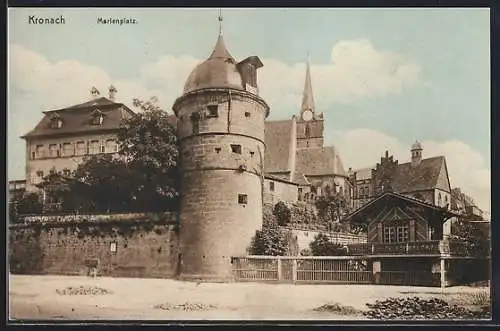 AK Kronach / Oberfranken, Marienplatz mit Turm-Panorama