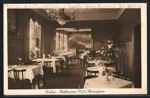 AK Düsseldorf, Kaffee - Restaurant Villa Honigheim, Inhaber G. Asbach