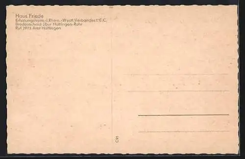 AK Bredenscheid /Hattingen, Erholungsheim Haus Friede des Rhein.-Westf. Verbandes f. E. C.