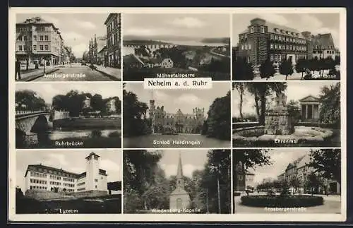 AK Neheim /Ruhr, Arnsbergerstrasse, Sparkasse, Ruhrbrücke, Möhnetalsperre