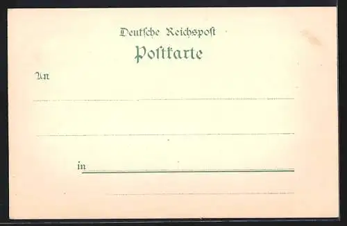 Lithographie Dortmund, Bahnhof mit Post, Kriegerdenkmal, Gymnasium, Kronenburg
