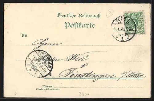 Lithographie Kiel, Seebadeanstalt, Leuchtturm bei Friedrichsort, Kriegshafen