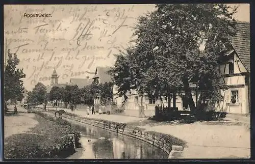 AK Appenweier / Baden, Strassenpartie am Fluss