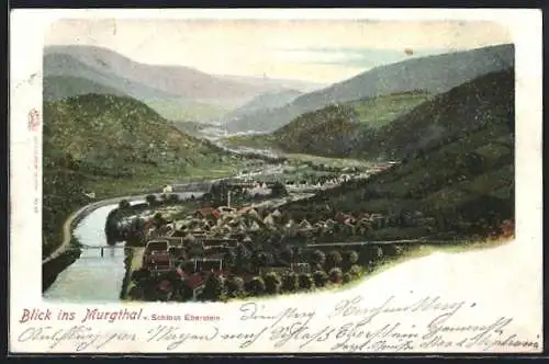 AK Forbach, Blick ins Murgthal v. Schloss Eberstein