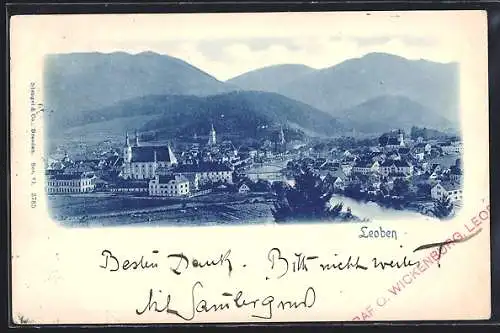 AK Leoben, Teilansicht aus der Vogelschau