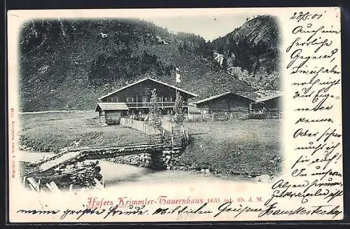 AK Krimml, Hofers Krimmler-Tauernhaus mir Bergbach