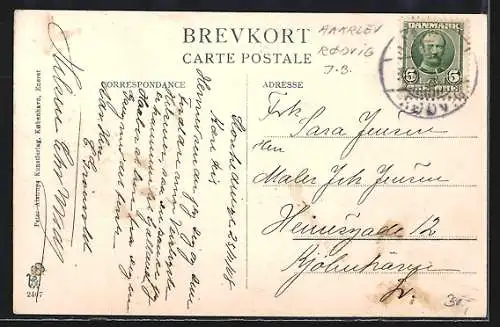 AK Storehedinge, Strassenpartie mit Turm