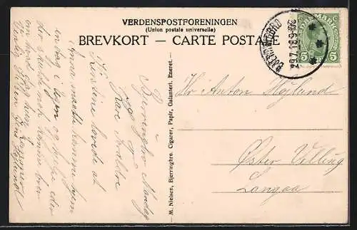 AK Bjerringbro, Strassenpartie mit Kolonialwaren Carl Christensen