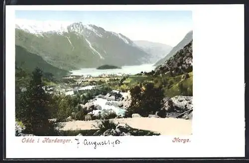 AK Odde i Hardanger, Panoramablick auf die Bucht