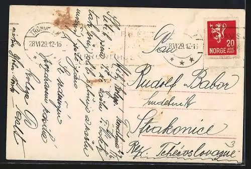 AK Trondhjem, Totalansicht mit Gewässer aus der Vogelschau