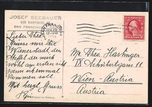 AK Seljestadjuvet, Ortsansicht mit Fjord aus der Vogelschau