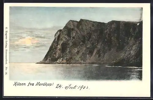 AK Nordkap, Ortsansicht vom Wasser aus