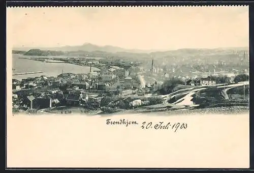 AK Trondhjem, Ortsansicht aus der Vogelschau