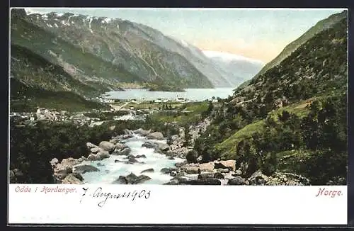 AK Odde i Hardanger, Totalansicht mit Umgebung