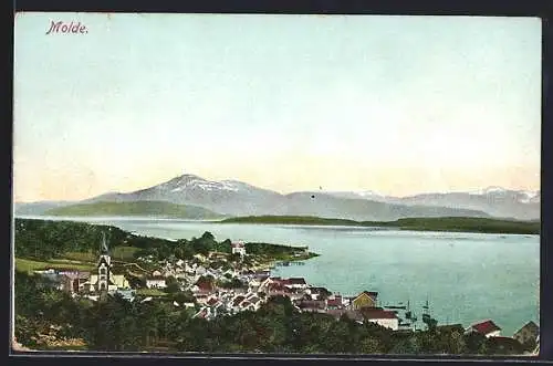 AK Moide, Gesamtansicht mit Gewässer u. Bergpanorama