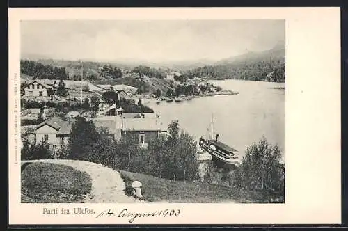 AK Ulefos, Ortsansicht am Wasser