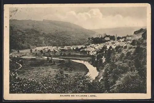 AK Malberg / Eifel, Ortsansicht mit Fluss