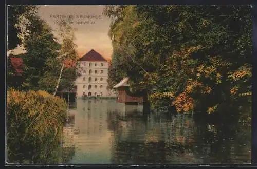 AK Neumühle / Alt-Ruppin, Ortsansicht mit Wasserpartie