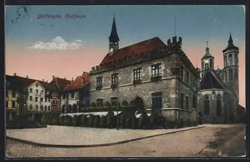 AK Göttingen, Blick auf das Rathaus mit Vorplatz