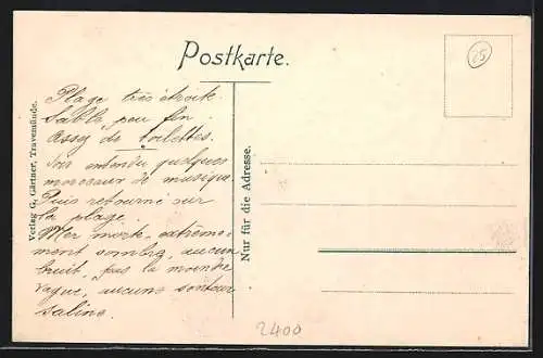 AK Travemünde, Blick auf den Strand mit Badegästen