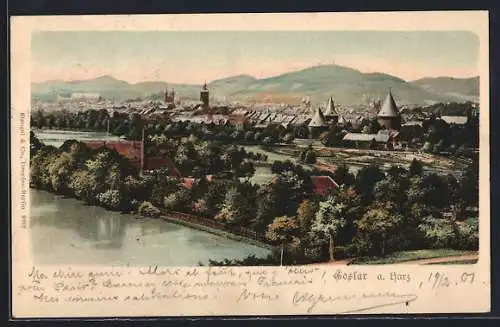 AK Goslar a. Harz, Ortsansicht mit Fluss