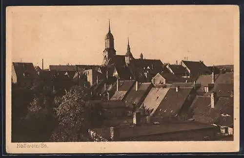 AK Rosswein /Sa., Ortsansicht mit Kirche