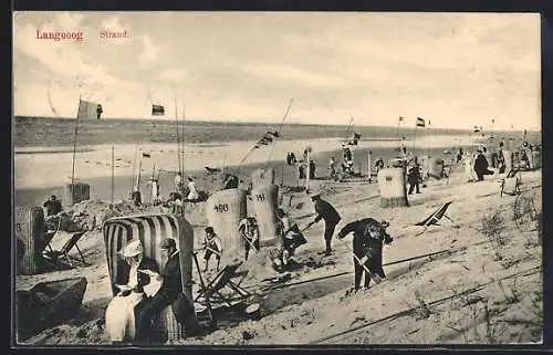 AK Langeoog, Blick auf den Strand mit Strandkörben