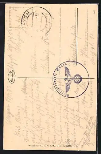 AK Mayen, Blick auf die Kirche, Schiefer Turm