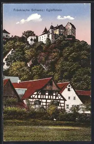 AK Egloffstein / Fränk. Schweiz, Ortsansicht, Kirche auf dem Berg