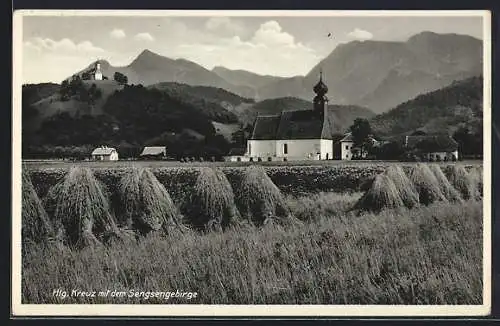 AK Hlg. Kreuz, Ortsansicht mit dem Sengsengebirge
